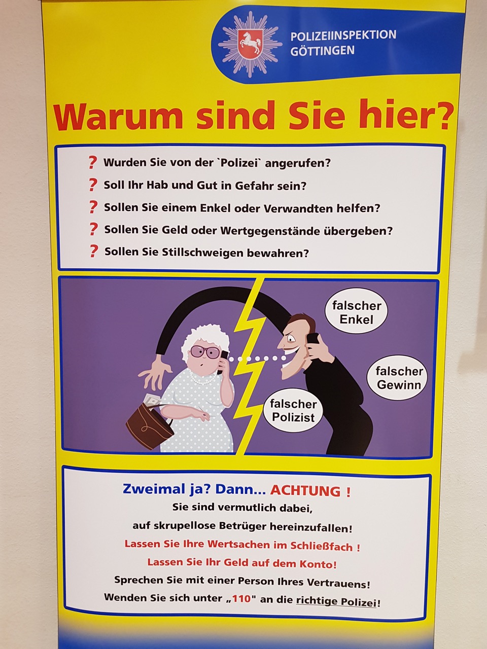 Plakat der Polizei zum Trickbetrug. | Foto: Caritas