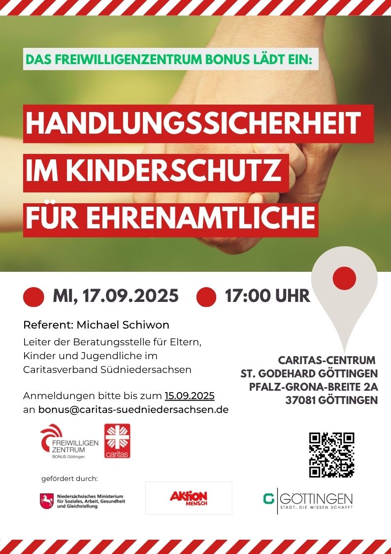 Plakat zum Infoabend: Handlungssicherheit im Kinderschutz für Ehrenamtliche